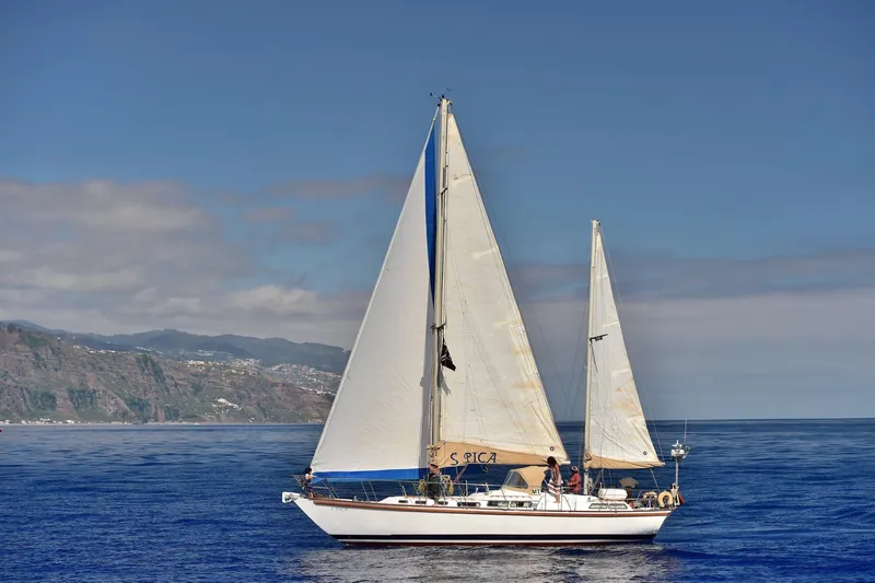 Spica under full sail off the coast of Madeira